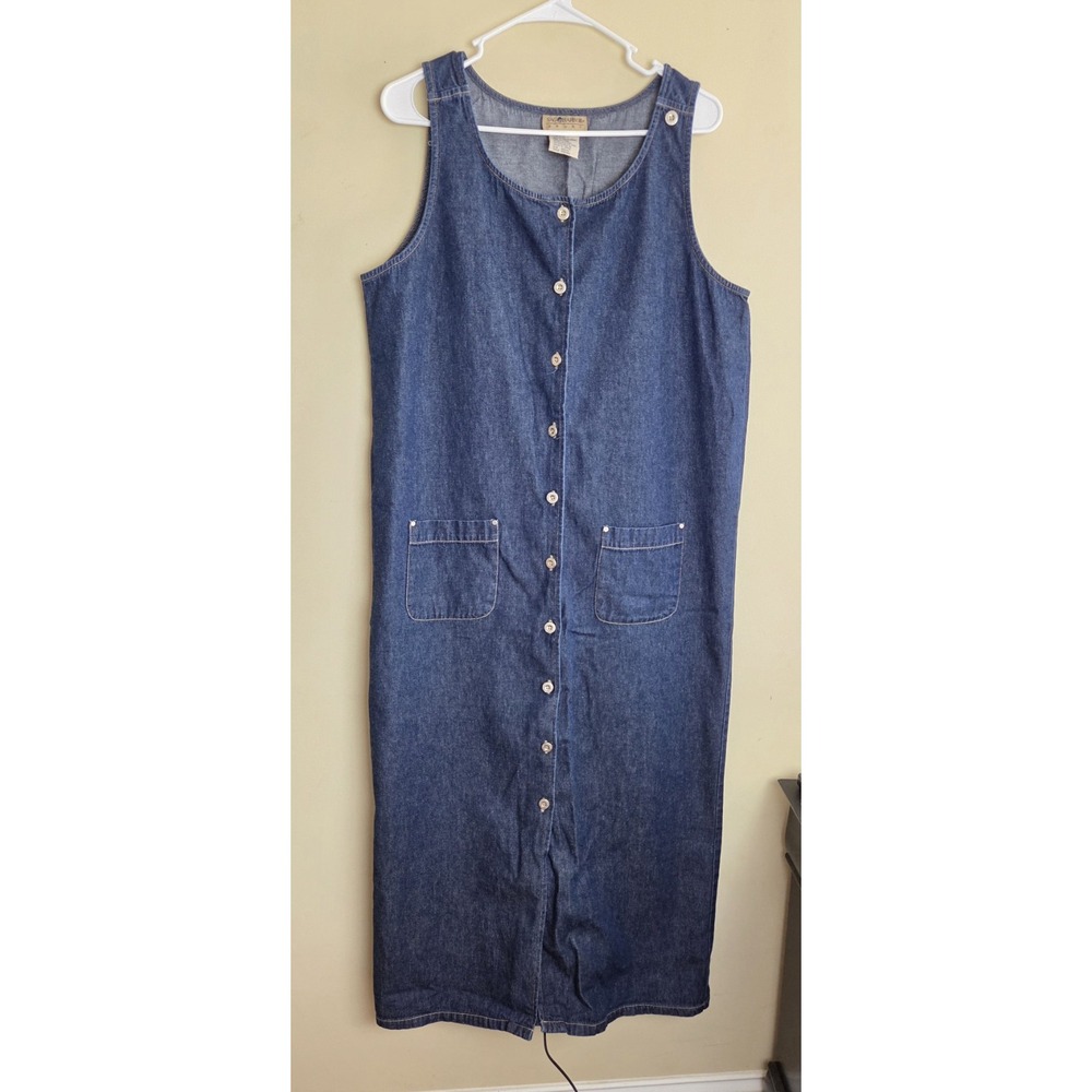 Sag Harbor Sport Denim Overall Dress Med Garden Granny Core